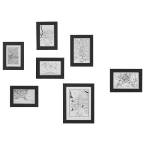 Mapy galeria w ramkach na ścianę 7 szt czarne 337462 Mapy galeria w ramkach na ścianę 7 szt czarne 337462