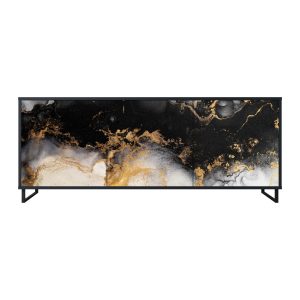 MARBLE OF TOMMORROW Komoda 3 drzwi Czarna-Metalowa ramka czarna 442530 MARBLE OF TOMMORROW Komoda 3 drzwi Czarna-Metalowa ramka czarna 442530