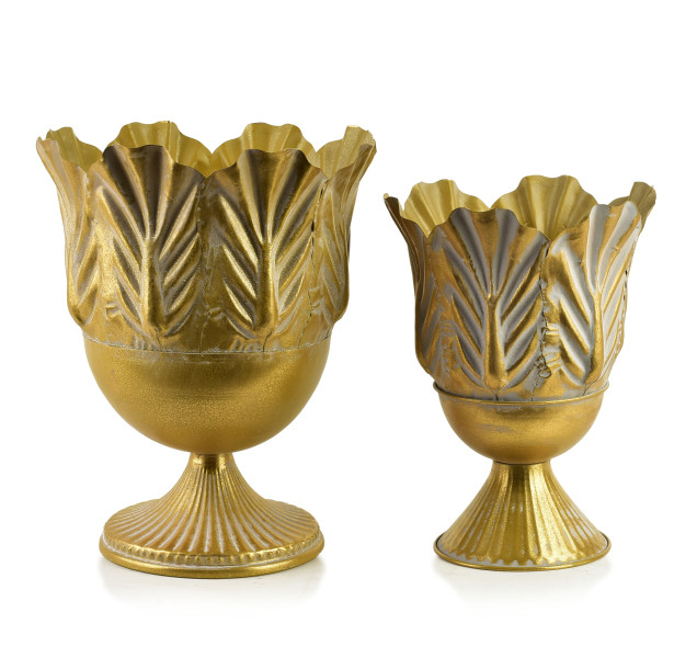 MARINA Komplet 2 osłonek dekoracyjnych Gold 27x27x34/21x21x19cm 970025