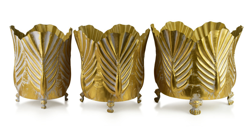MARINA Komplet 3 osłonek dekoracyjnych Gold 47x47x42/39x39x40/32x32x39cm 970017