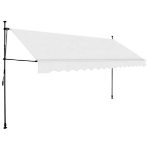 Markiza Balkonowa Tarasowa Ręcznie Zwijana Zadaszenie Kremowa LED 400 cm 935164 Markiza Balkonowa Tarasowa Ręcznie Zwijana Zadaszenie Kremowa LED 400 cm 935164
