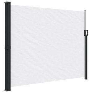 Markiza Boczna Tarasowa Balkonowa Biała Zwijana Ogrodowa 160×600 cm 947474 Markiza Boczna Tarasowa Balkonowa Biała Zwijana Ogrodowa 160×600 cm 947474