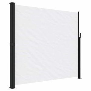 Markiza Boczna Tarasowa Balkonowa Biała Zwijana Ogrodowa 180×600 cm 947442 Markiza Boczna Tarasowa Balkonowa Biała Zwijana Ogrodowa 180×600 cm 947442