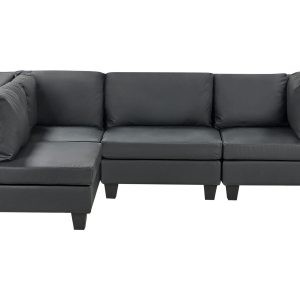 Narożna sofa modułowa ekoskóra 4-osobowa czarna 354288 Narożna sofa modułowa ekoskóra 4-osobowa czarna 354288