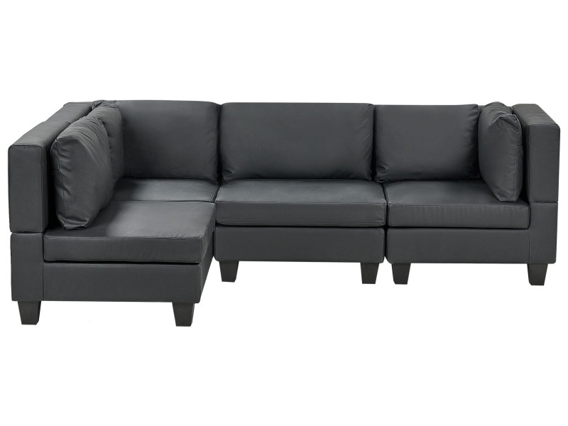Narożna sofa modułowa ekoskóra 4-osobowa czarna 354288