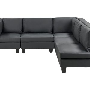 Narożna sofa modułowa ekoskóra 5-osobowa czarna 354272 Narożna sofa modułowa ekoskóra 5-osobowa czarna 354272