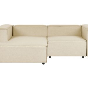 Narożna sofa modułowa prawostronna lniana beżowa 177337 Narożna sofa modułowa prawostronna lniana beżowa 177337