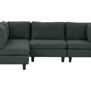 Narożna sofa modułowa tapicerowana 4-osobowa ciemnozielona 304454 Narożna sofa modułowa tapicerowana 4-osobowa ciemnozielona 304454