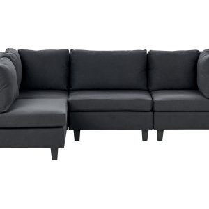 Narożna sofa modułowa tapicerowana 4-osobowa czarna 304460 Narożna sofa modułowa tapicerowana 4-osobowa czarna 304460