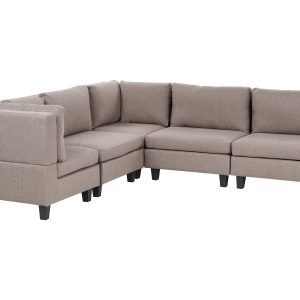 Narożna sofa modułowa tapicerowana 5-osobowa brązowa 385022 Narożna sofa modułowa tapicerowana 5-osobowa brązowa 385022