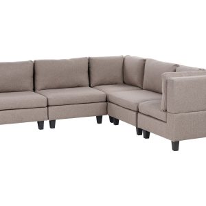 Narożna sofa modułowa tapicerowana 5-osobowa brązowa 385021 Narożna sofa modułowa tapicerowana 5-osobowa brązowa 385021