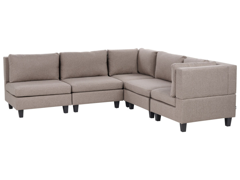 Narożna sofa modułowa tapicerowana 5-osobowa brązowa 385021
