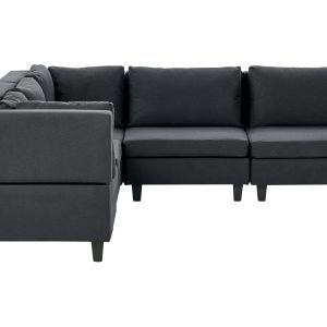 Narożna sofa modułowa tapicerowana 5-osobowa czarna 304463 Narożna sofa modułowa tapicerowana 5-osobowa czarna 304463