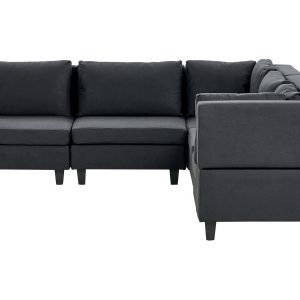 Narożna sofa modułowa tapicerowana 5-osobowa czarna 304450 Narożna sofa modułowa tapicerowana 5-osobowa czarna 304450