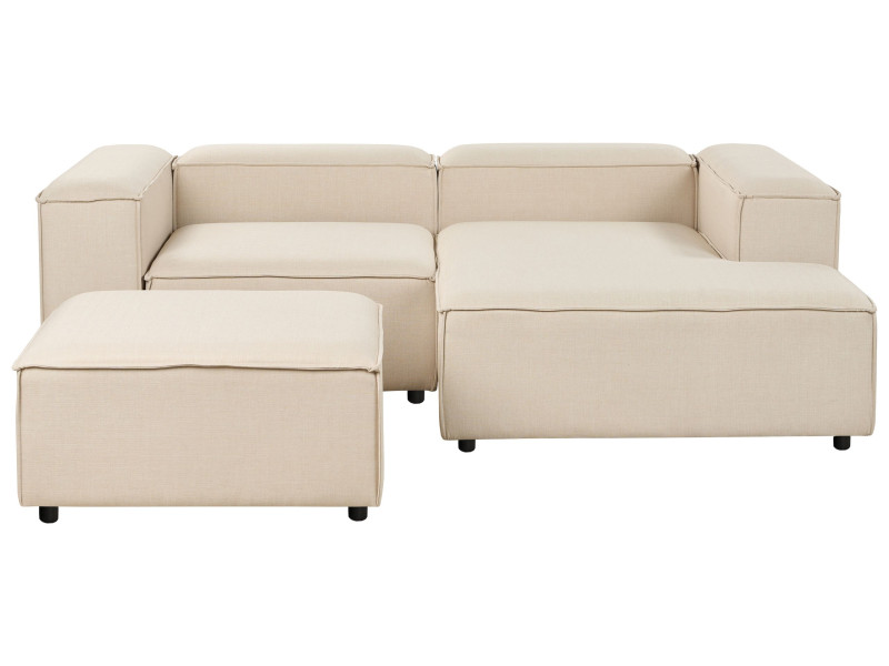 Narożna sofa z otomaną lewa poliester beżowa 410782