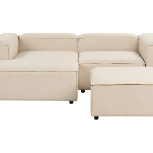 Narożna sofa z otomaną prawa poliester beżowa 413042 Narożna sofa z otomaną prawa poliester beżowa 413042