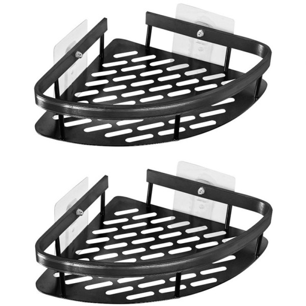 Narożne półki łazienkowe czarne 2 szt metal pod prysznic 1011431
