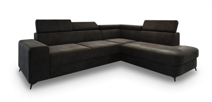 Narożnik ALVORO R-S z funkcją spania Czarny 807647