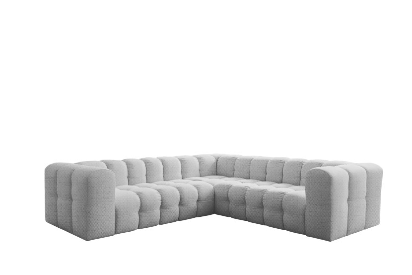Narożnik Baloo Corner Mały, 6-osobowy, do salonu, tkanina Moly, jasnoszary 806533