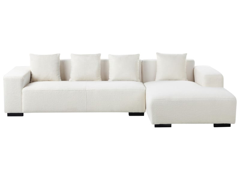 Narożnik boucle sofa lewostronna biała 939097