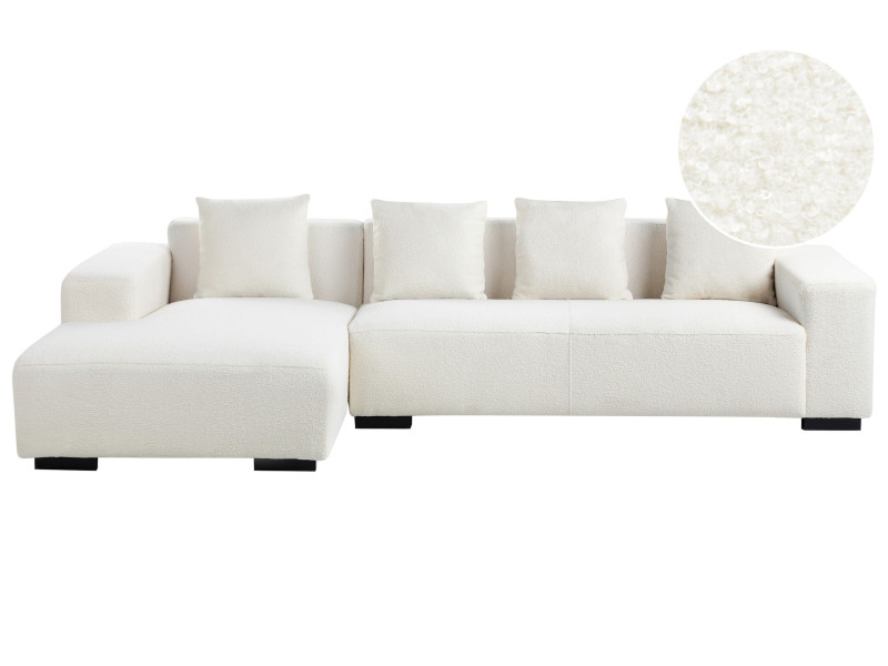 Narożnik boucle sofa prawostronna biała 939104