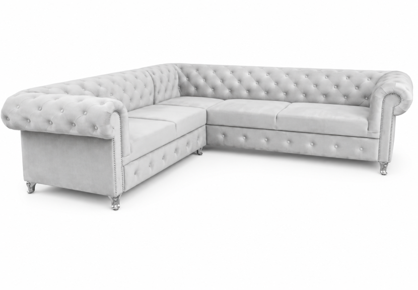 Narożnik Chesterfield Asti 267x267 pikowany HR45 bonell jasnoszary 959402
