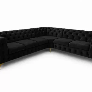 Narożnik Chesterfield Moet glamour pikowany 323×262 cm czarny 228724 Narożnik Chesterfield Moet glamour pikowany 323×262 cm czarny 228724