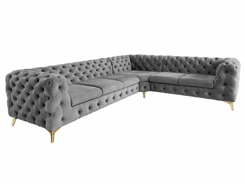 Narożnik Chesterfield Moet glamour pikowany 323x262 szary 228710
