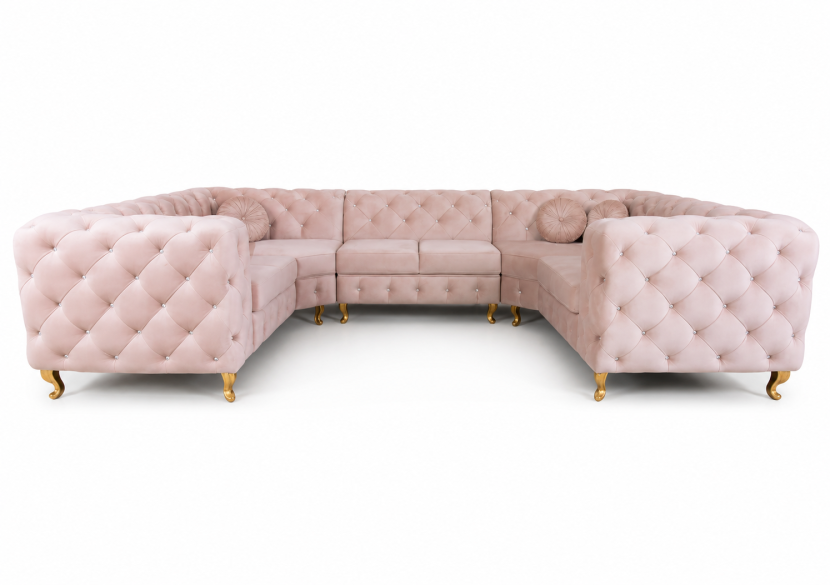 Narożnik Chesterfield Moet U beżowy glamour ergonomiczny luksus 959392