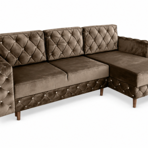 Narożnik Delux glamour z funkcją spania 140×200 DL pojemnik jasny brąz 230304 Narożnik Delux glamour z funkcją spania 140×200 DL pojemnik jasny brąz 230304