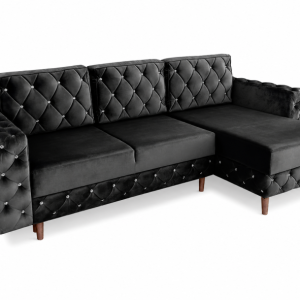 Narożnik Delux glamour z funkcją spania DL czarny welur pojemnik 140×200 230300 Narożnik Delux glamour z funkcją spania DL czarny welur pojemnik 140×200 230300