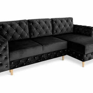 Narożnik Delux L glamour czarny velvet funkcja spania DL pojemnik 230306 Narożnik Delux L glamour czarny velvet funkcja spania DL pojemnik 230306