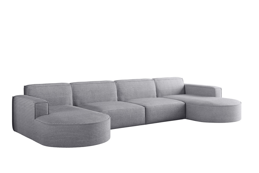 Narożnik designerski MODENA U XL , tkanina Poso Jasnoszary 648921