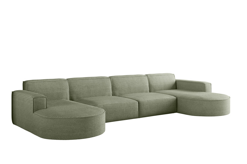 Narożnik designerski MODENA U XL , tkanina Poso Jasnozielony 648916