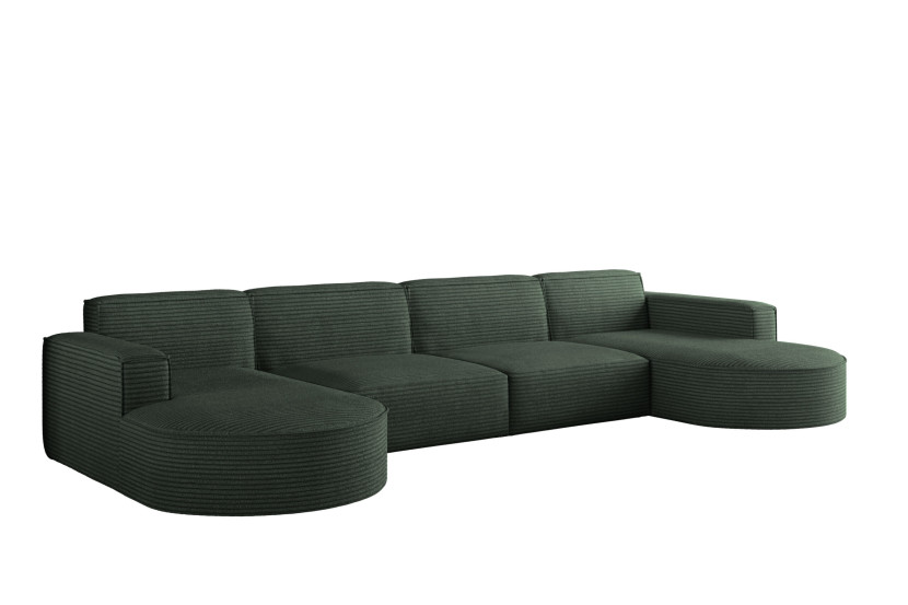 Narożnik designerski MODENA U XL , tkanina Poso Zielony 649048