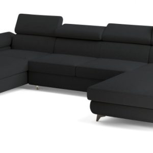 Narożnik DETTI z funkcją spania Czarny 804391