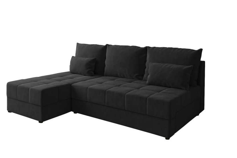 Narożnik DOMINO L FIT rozkładany z funkcją spania Czarny 841492