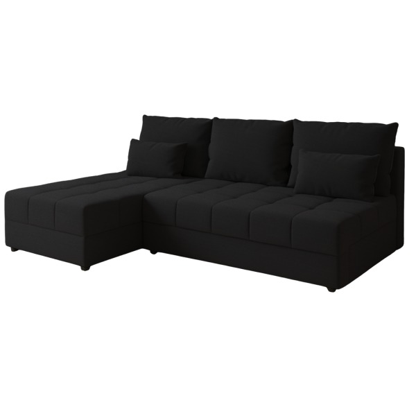 Narożnik DOMINO L FIT rozkładany z funkcją spania Czarny 841503