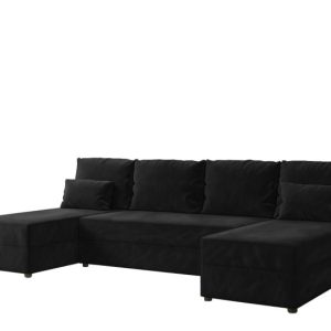 Narożnik Domino U Fit Gładki Rozkładany z Funkcją Spania Czarny 865086 Narożnik Domino U Fit Gładki Rozkładany z Funkcją Spania Czarny 865086