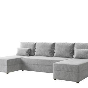 Narożnik Domino U Fit Gładki Rozkładany z Funkcją Spania Jasny Szary 865087 Narożnik Domino U Fit Gładki Rozkładany z Funkcją Spania Jasny Szary 865087