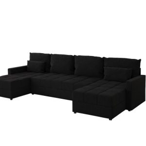 Narożnik DOMINO U rozkładany z funkcją spania Czarny 756092 Narożnik DOMINO U rozkładany z funkcją spania Czarny 756092