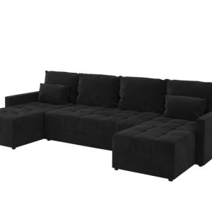Narożnik DOMINO U rozkładany z funkcją spania Czarny Welur 759559 Narożnik DOMINO U rozkładany z funkcją spania Czarny Welur 759559