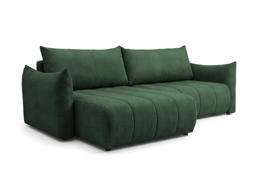 Narożnik Flo, z funkcją spania, do salonu, tkanina Poso, zielony (14) 930079