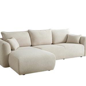 Narożnik Flora z funkcją spania, do salonu, tkanina Bella, lewy, ecru 834100 Narożnik Flora z funkcją spania, do salonu, tkanina Bella, lewy, ecru 834100