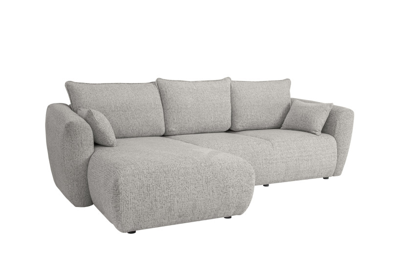 Narożnik Flora z funkcją spania, do salonu, tkanina Bella, lewy, szary 834089