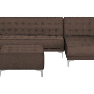 Narożnik funkcja spania z pufą brązowy 195682 Narożnik funkcja spania z pufą brązowy 195682