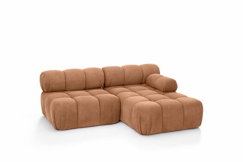 Narożnik L modułowy, welur Salvador, Ciemnobeżowy, Prawy, Selia Mini II 960988