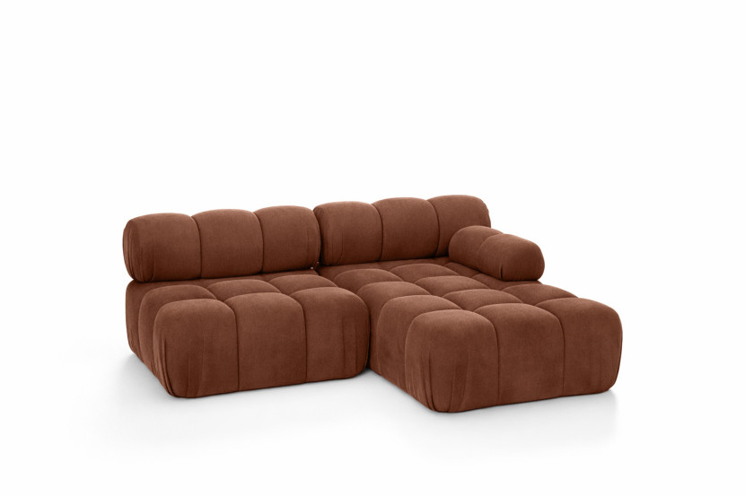 Narożnik L modułowy, welur Salvador, Ciemnobrązowy, Prawy, Selia Mini II 960974