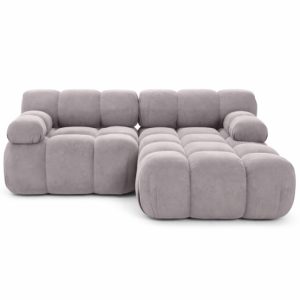 Narożnik L modułowy, welur Salvador, Szary, Prawy, Selia Mini 987044 Narożnik L modułowy, welur Salvador, Szary, Prawy, Selia Mini 987044