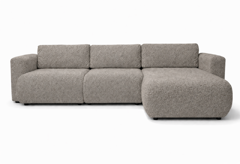 Narożnik Lambert 283 cm z funkcją spania | bouclé | pojemnik prawy beżowy 1078095